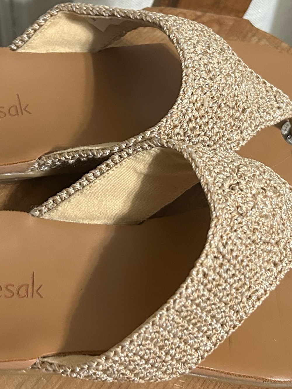 The Sak Beige Crochet Thong Sandals size 7 beach cottagecore earthy - Picture 4 of 9